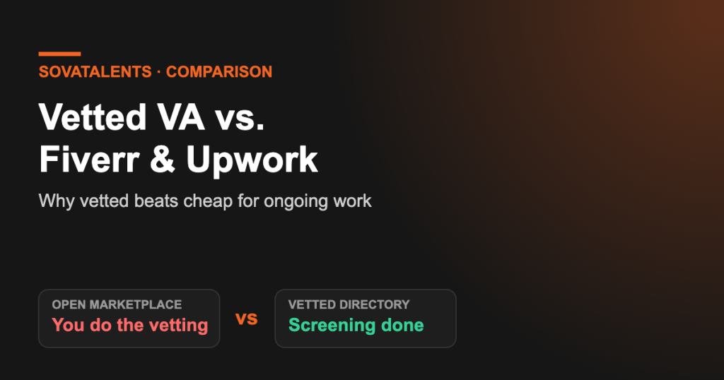 Filipino VA vs Fiverr and Upwork — vetted beats cheap — SOVATalents